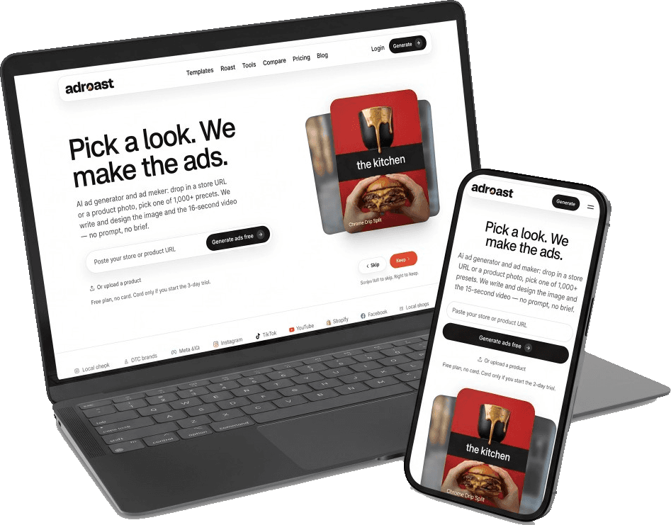 Small business website shown on a laptop and a phone
